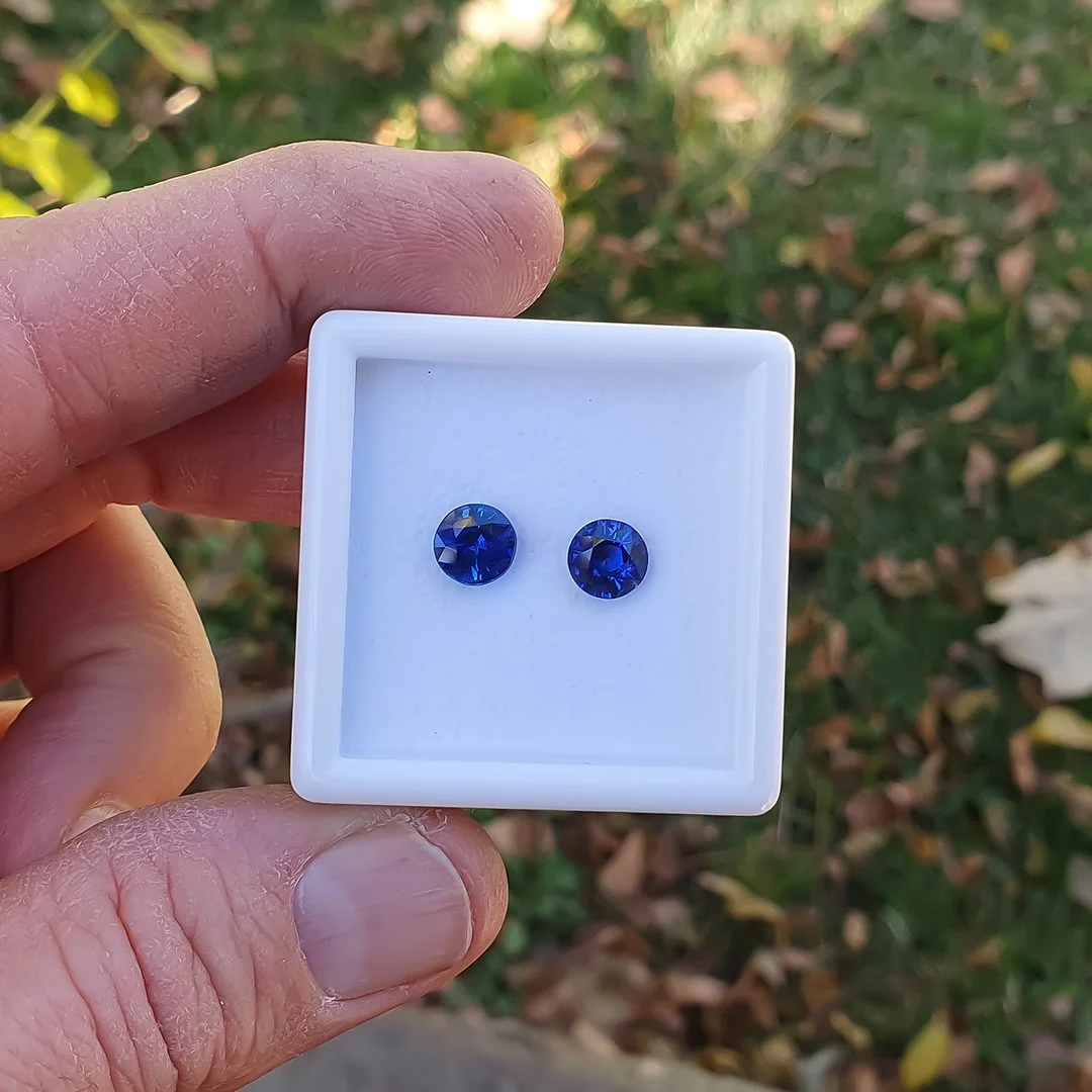 Blue Sapphire - Matched Pair Round - 3.14ct
