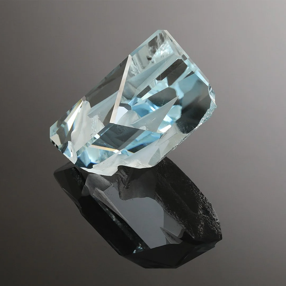 Australian Natural Blue Topaz - Winter Scene in Crystal - 118.45ct