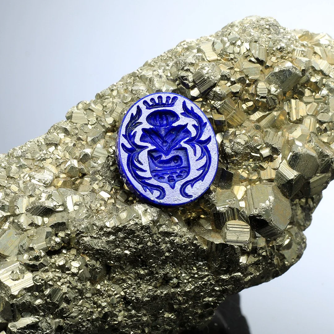 Afghanistan Lapis Lazuli - Whale Crest Intaglio - 6.74ct