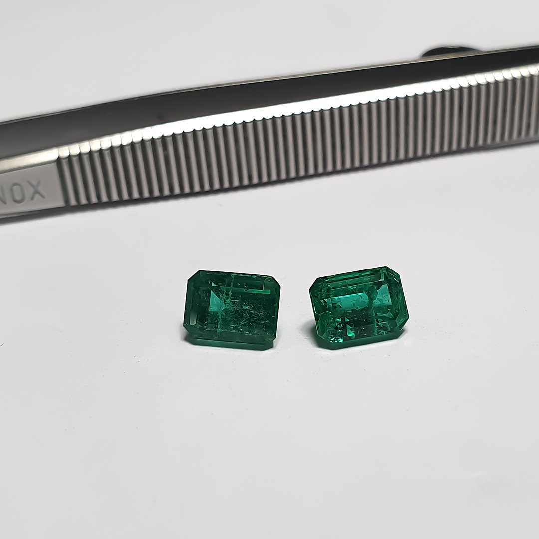Zambian Emeralds - Matched Pair Emerald Cuts - 2.91ct