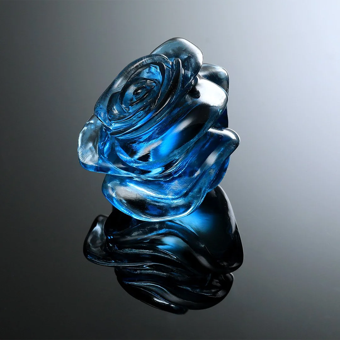 Brazilian London Blue Topaz - Blue Jubilee Rose Carving - 20.47ct