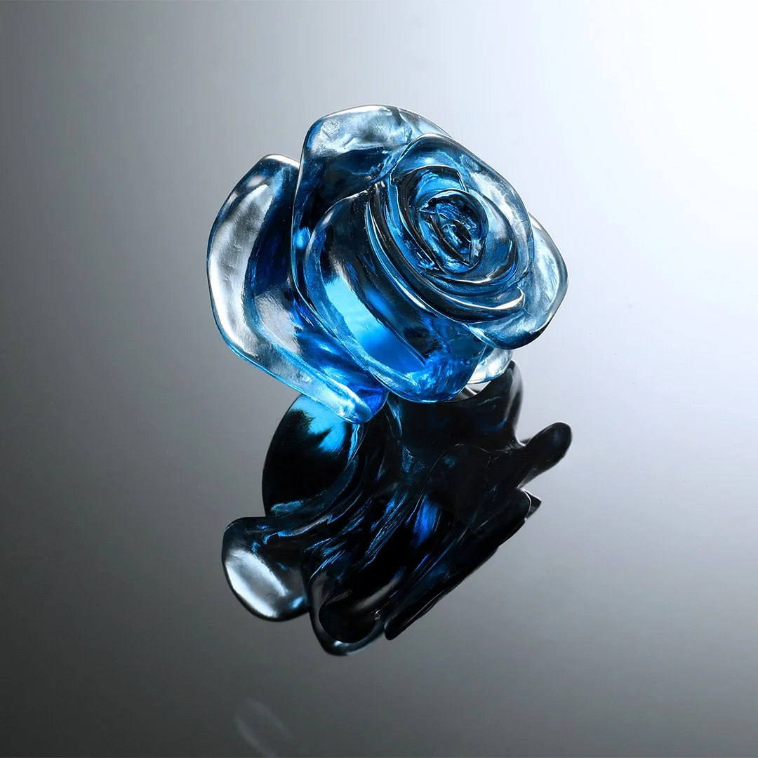 Brazilian London Blue Topaz - Blue Jubilee Rose Carving - 20.47ct