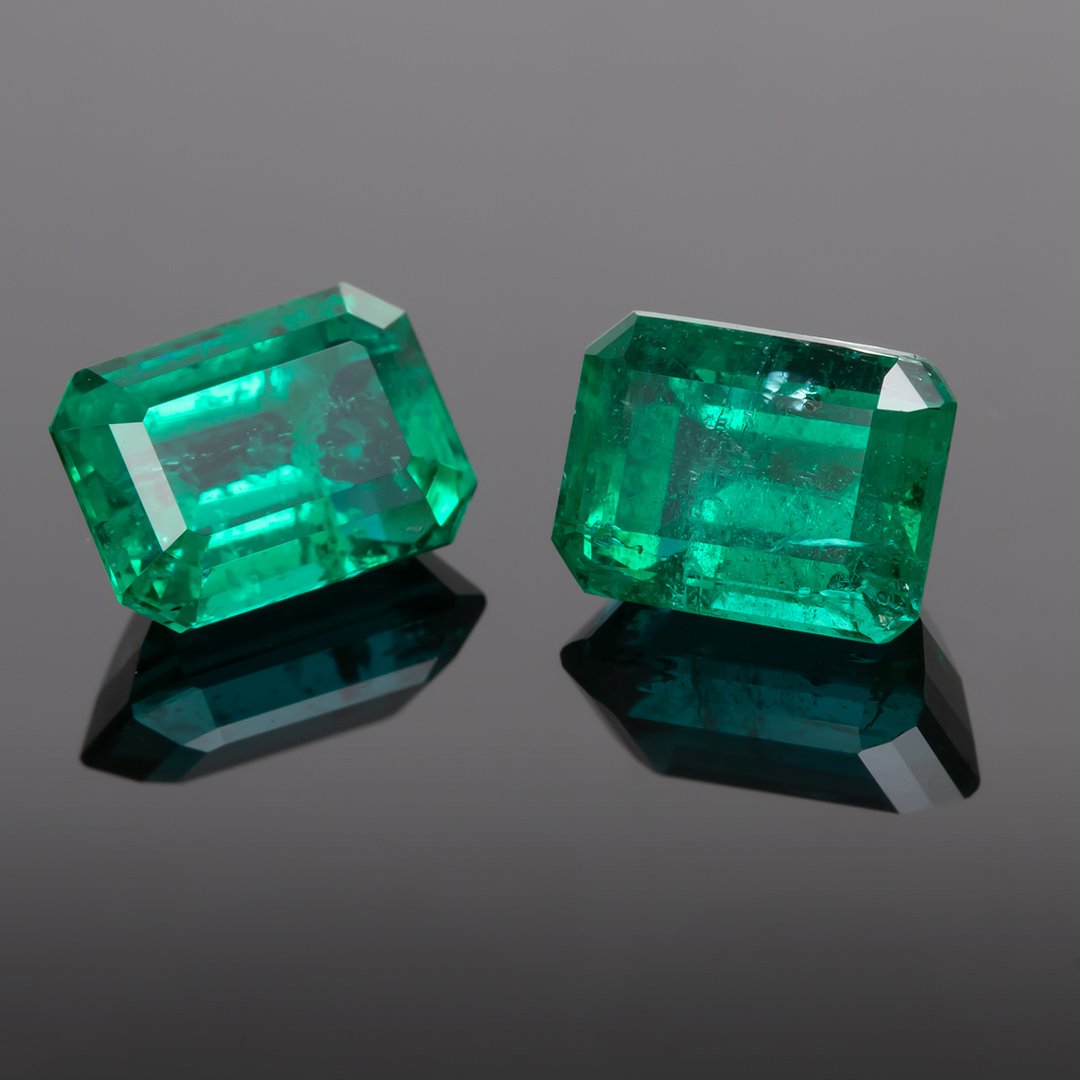 Zambian Emeralds - Matched Pair Emerald Cuts - 2.91ct