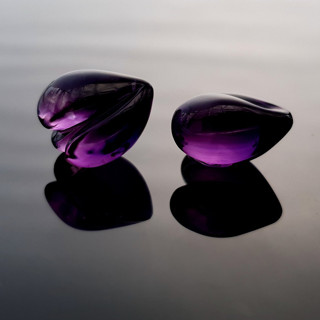 Gem Carving - Amethyst - Pair - 31.51tcw by Doug Menadue