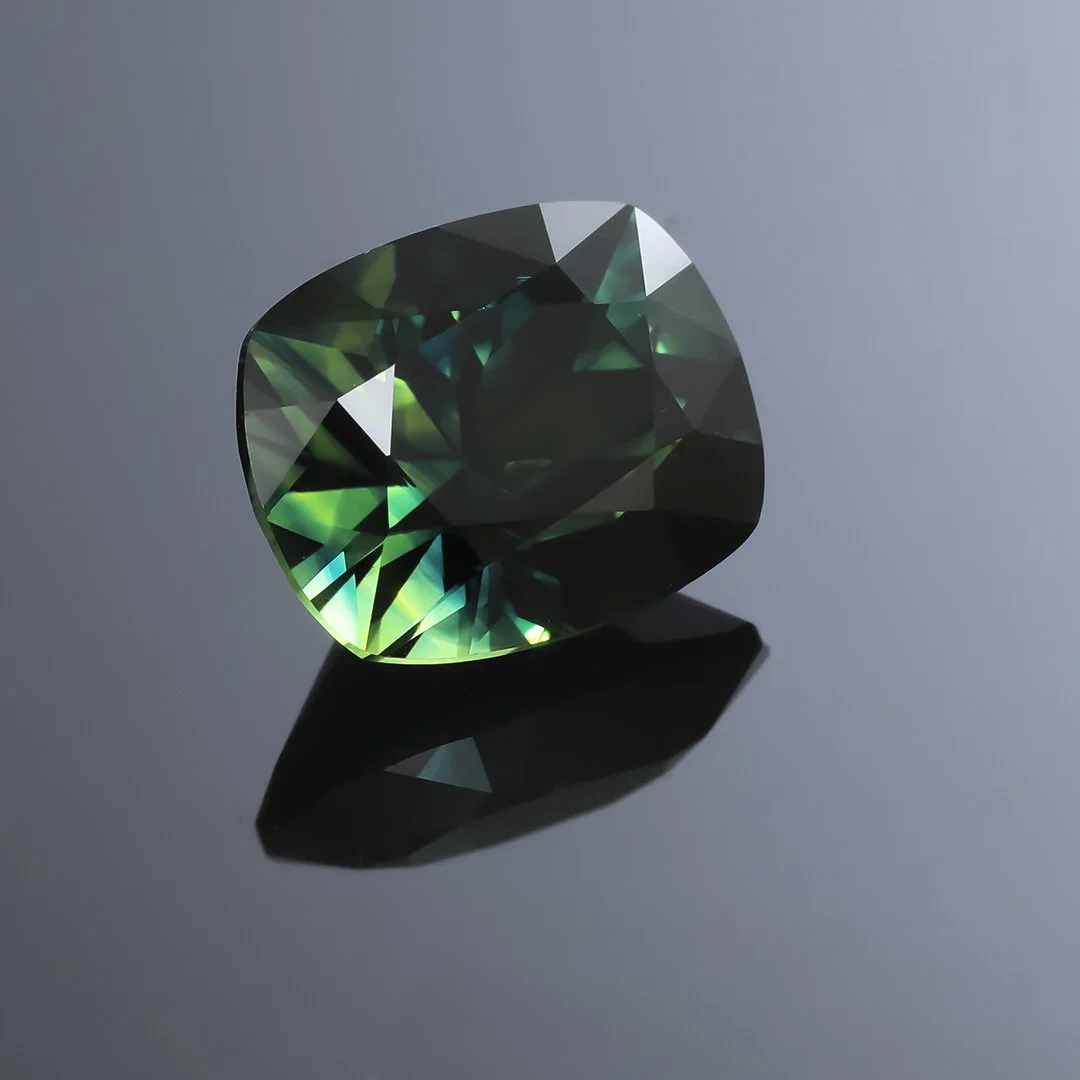 Australian Blue Green Parti Sapphire - Signature Cushion - 2.56ct