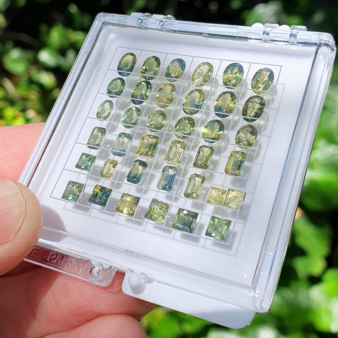 Australian Sapphires - Mixed Yellow Parti Colours and Shapes - 37pcs - 17tcw