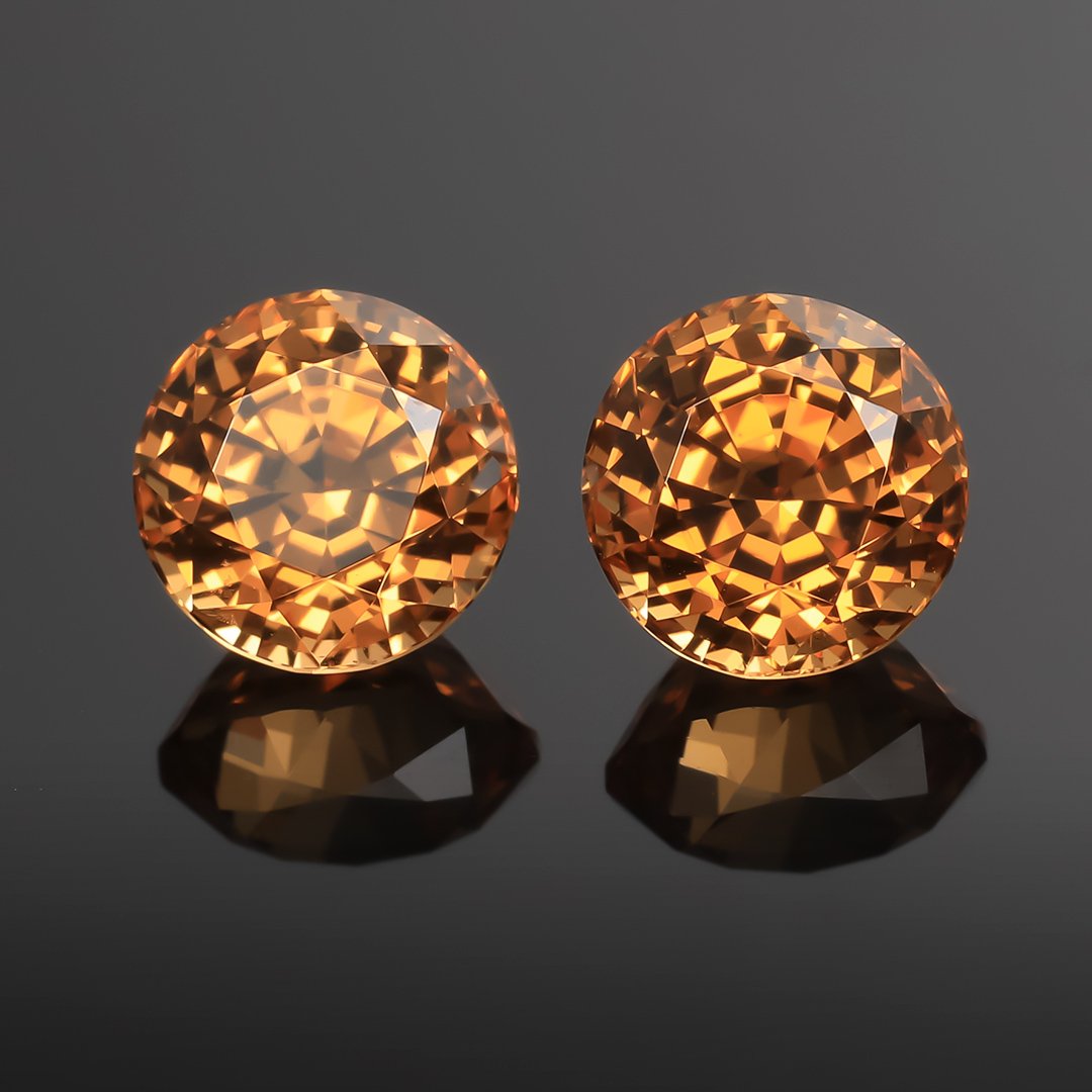 Mandarin Spessartite Garnet - Matched Pair Round - 2.08ct