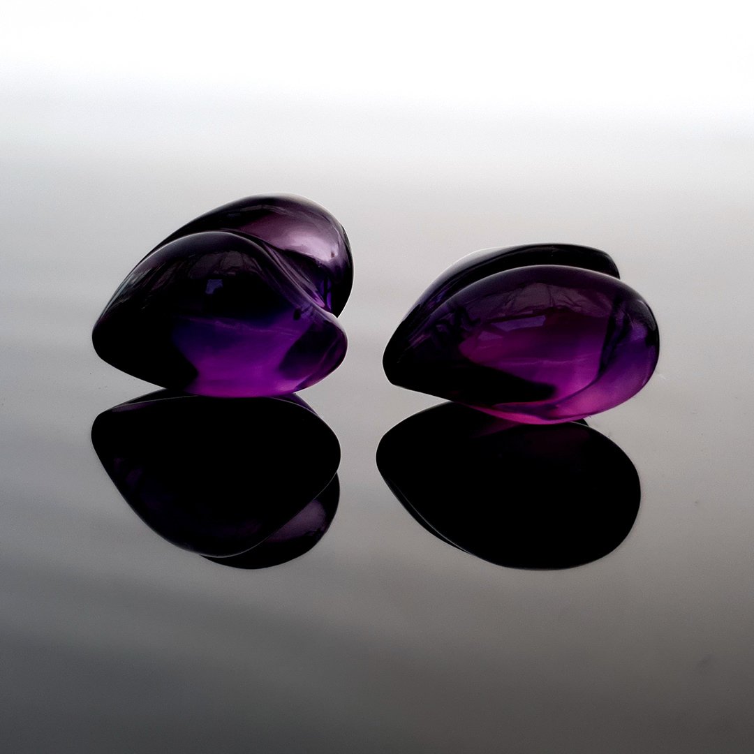 Gem Carving - Amethyst - Pair - 31.51tcw by Doug Menadue