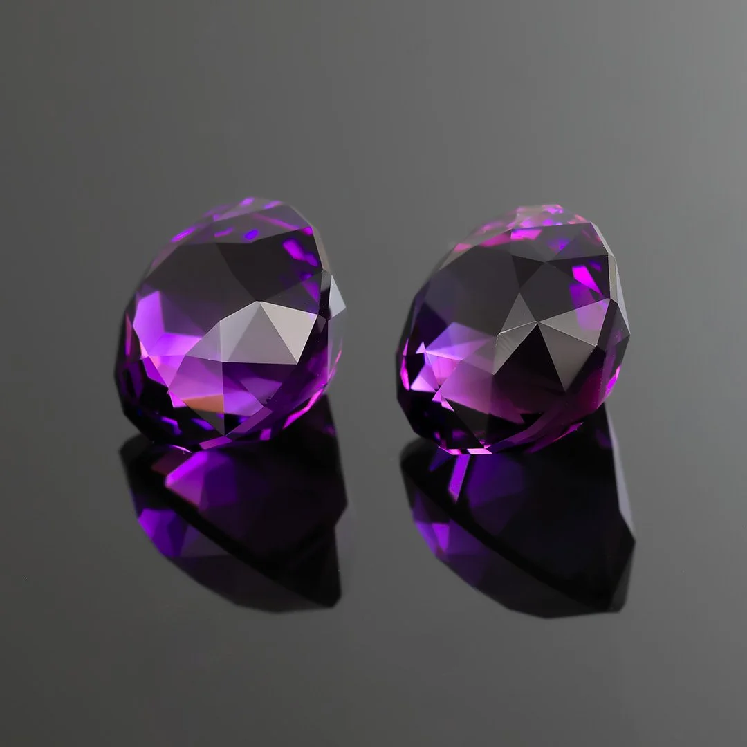 Zambian Amethysts - Matched Pair Antique Rounds - 4.54ct, 4.55ct