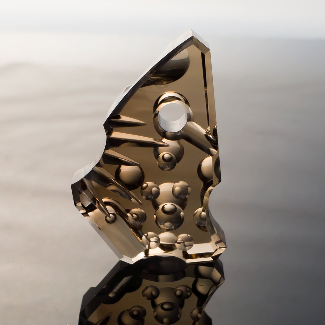 Gem Carving - Smokey Quartz - Psychonaut I - They Should Have Sent A Poet - 93.76ct by Doug Menadue