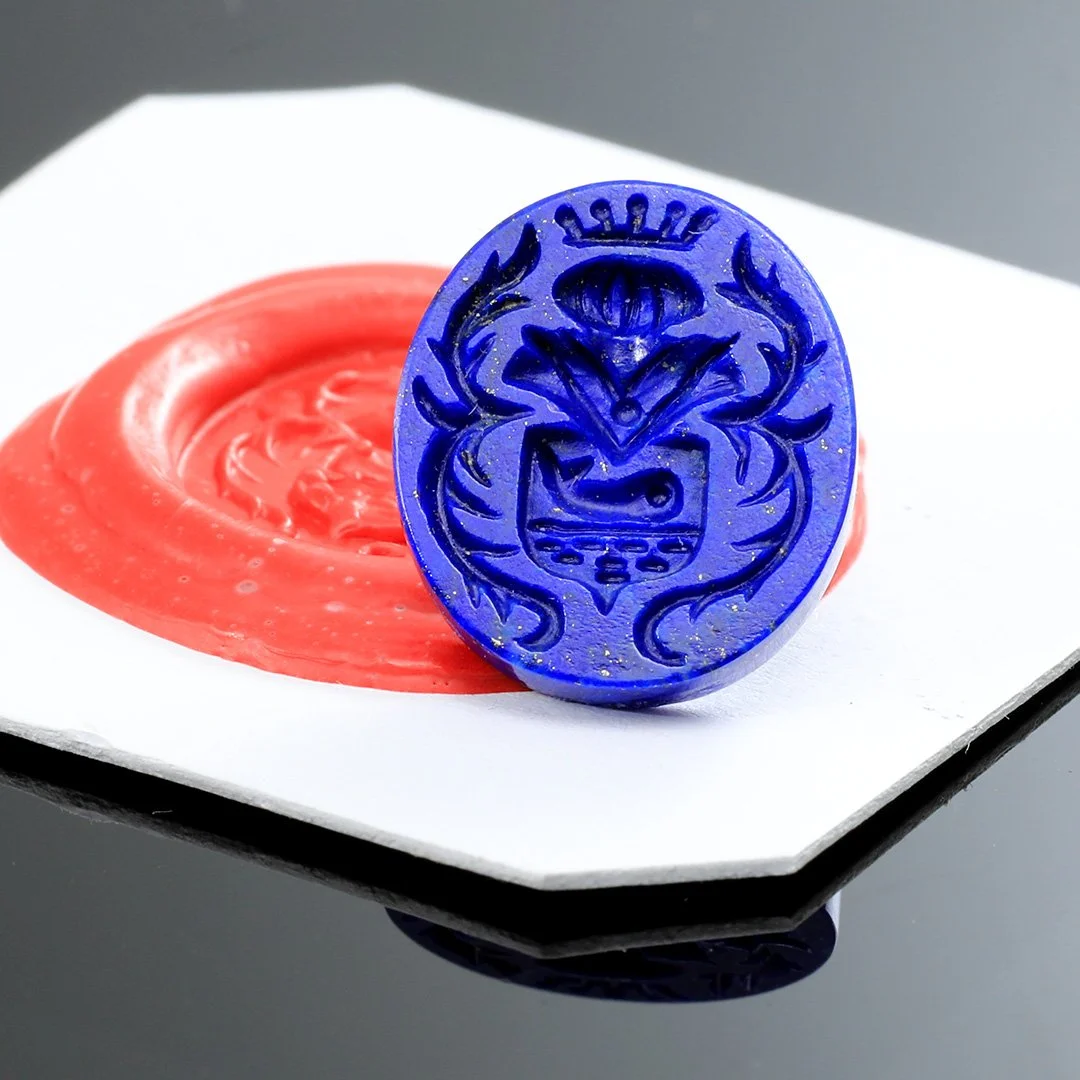 Afghanistan Lapis Lazuli - Whale Crest Intaglio - 6.74ct