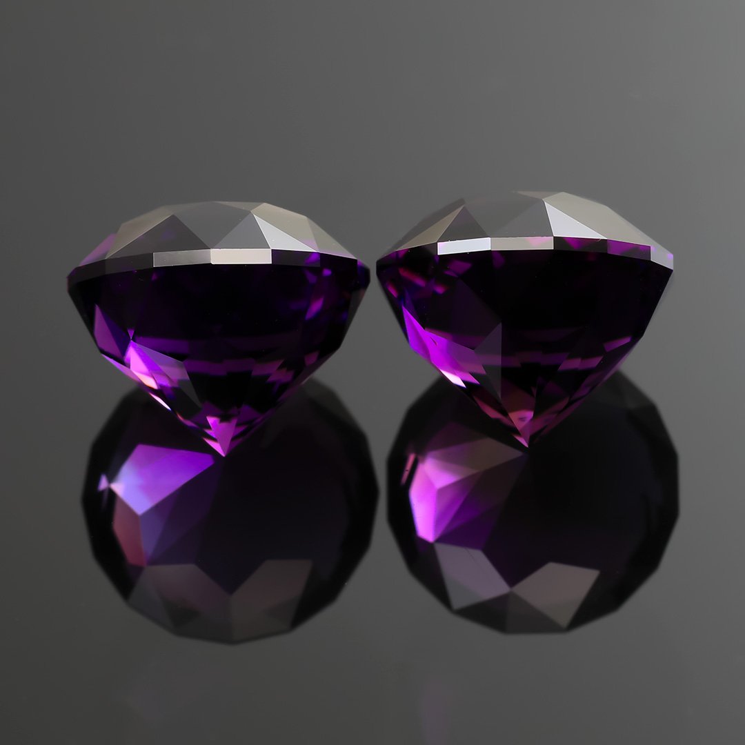 Zambian Amethysts - Matched Pair Antique Rounds - 4.54ct, 4.55ct