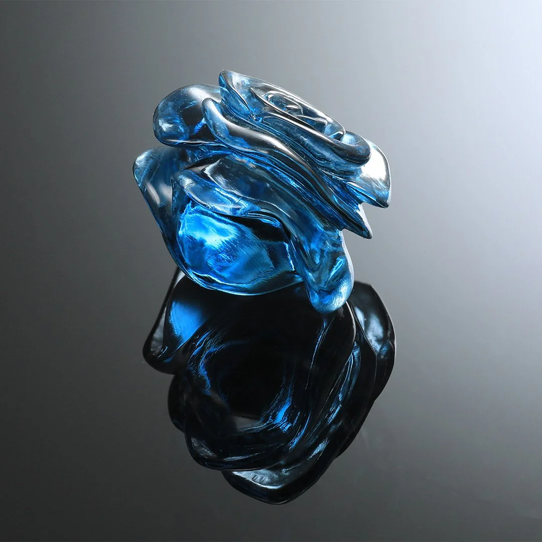 Brazilian London Blue Topaz - Blue Jubilee Rose Carving - 20.47ct