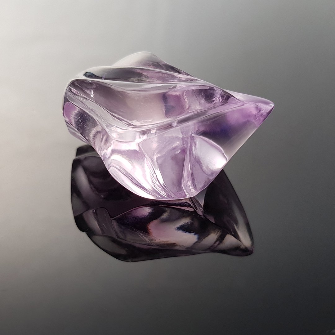 Gem Carving - Rose de France Amethyst - Curlicue - 111.35ct by Doug Menadue