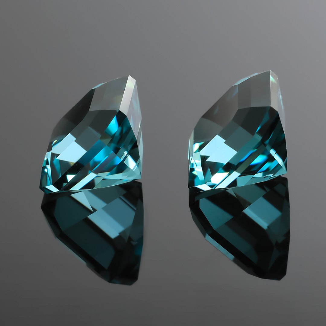 Blue Indicolite Tourmaline - Matched Pair Asscher Cuts - 3.87ct