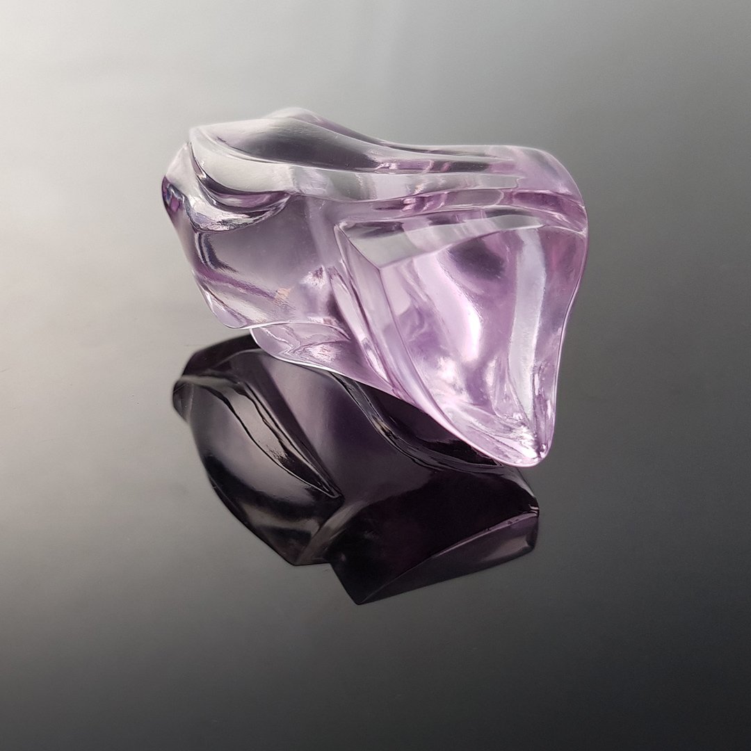 Gem Carving - Rose de France Amethyst - Curlicue - 111.35ct by Doug Menadue