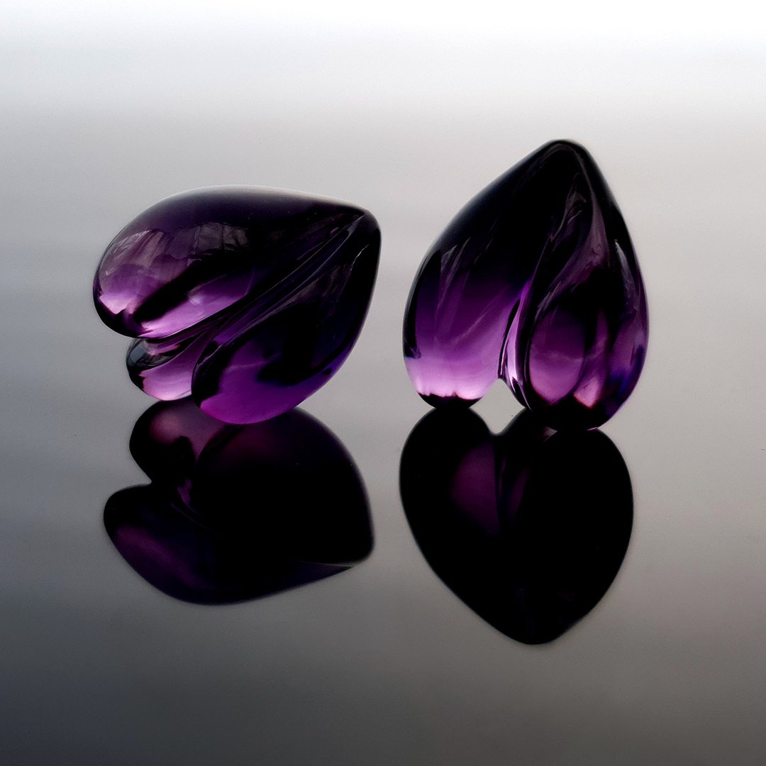 Gem Carving - Amethyst - Pair - 31.51tcw by Doug Menadue