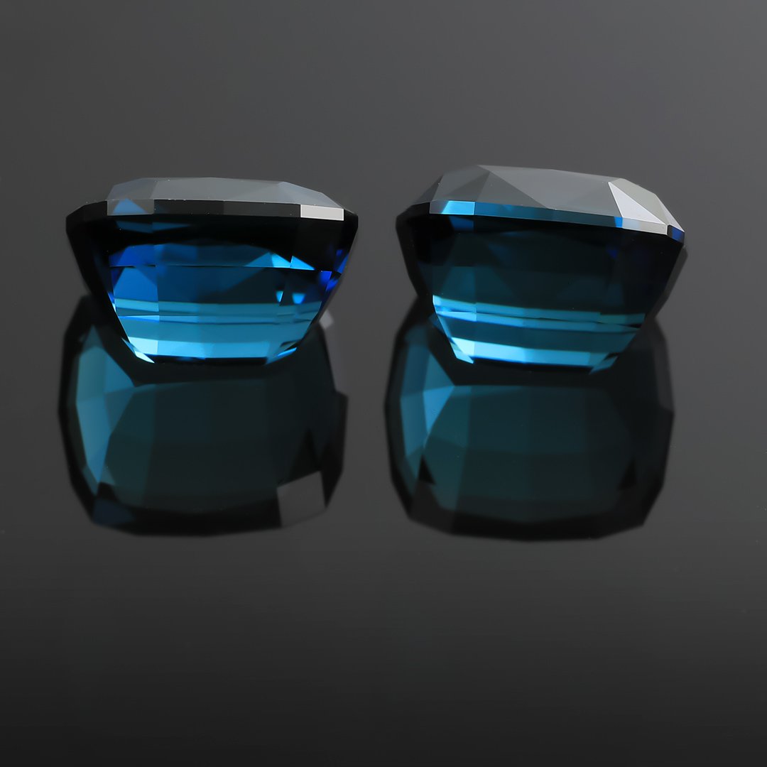 Blue Indicolite Tourmaline - Matched Pair Cushion Cuts - 5.83ct - Doug Menadue, Sydney