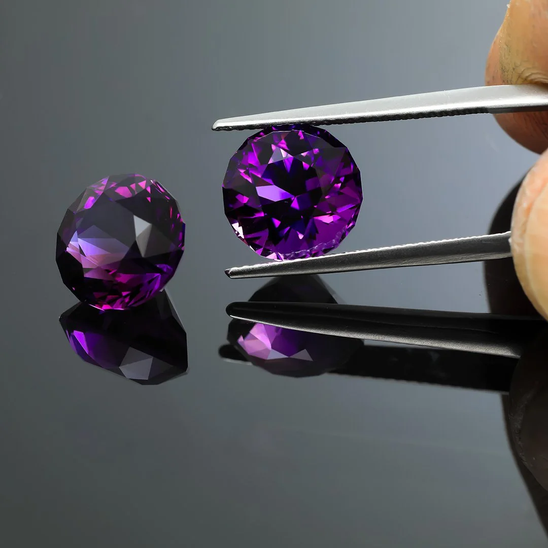 Zambian Amethysts - Matched Pair Antique Rounds - 4.54ct, 4.55ct