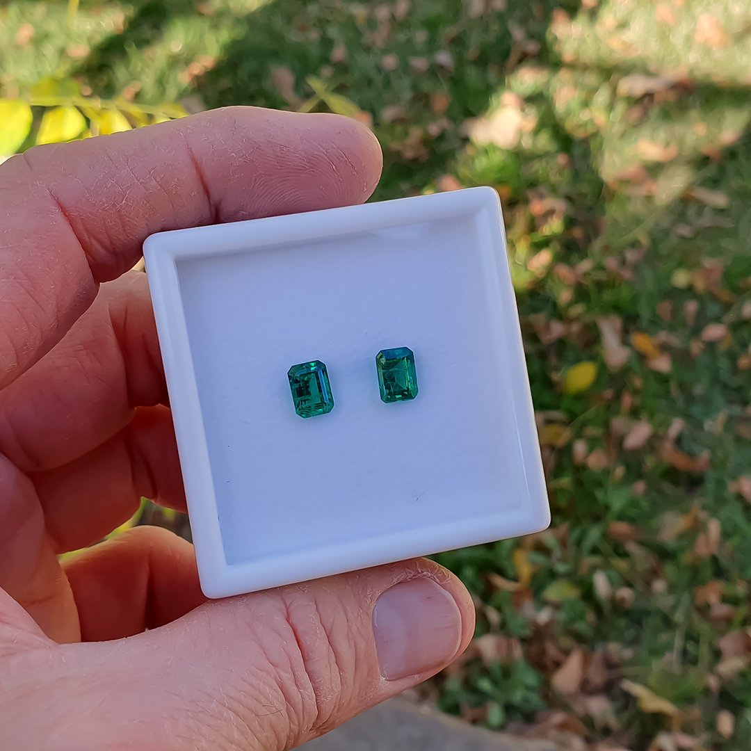 Zambian Emeralds - Matched Pair Emerald Cuts - 2.91ct