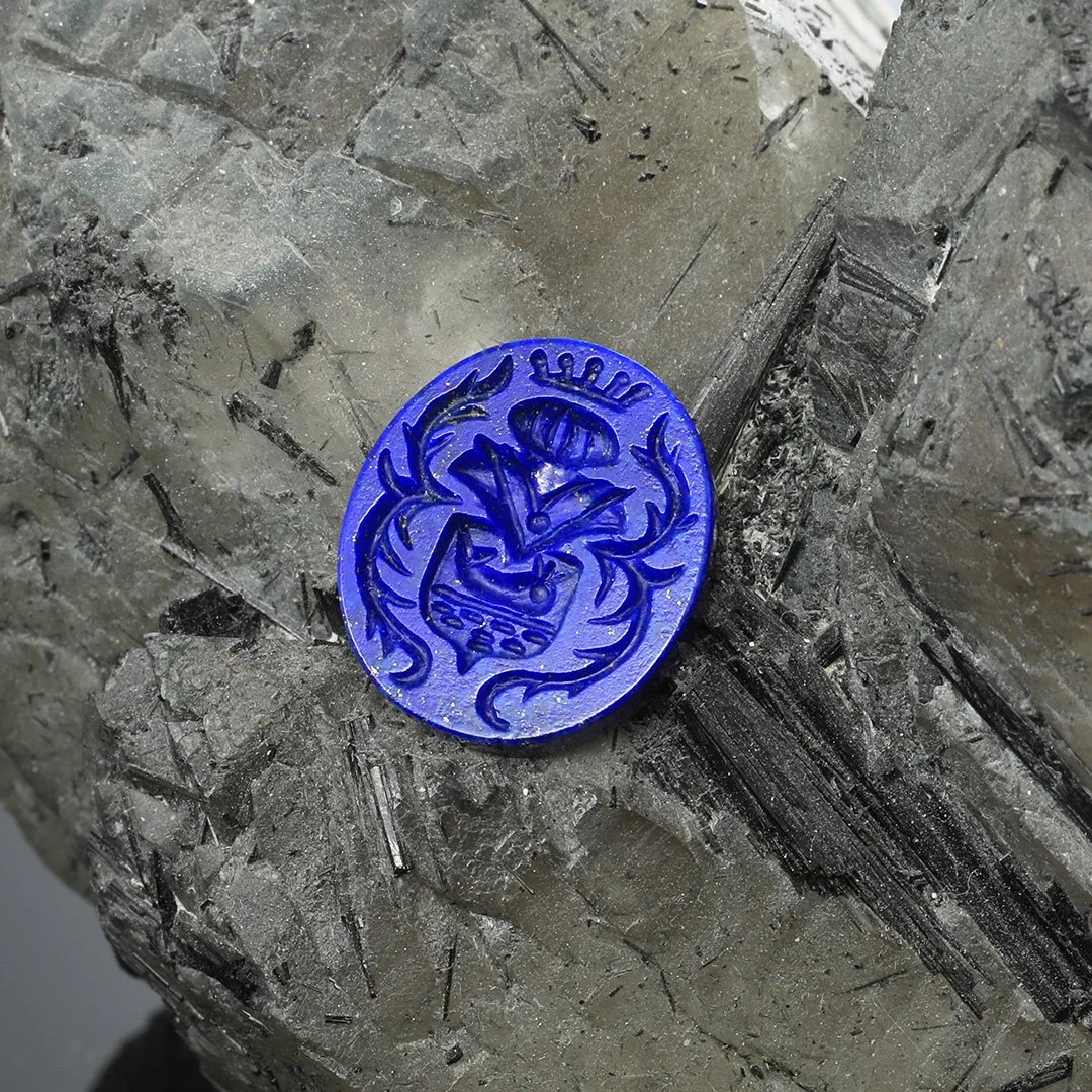 Afghanistan Lapis Lazuli - Whale Crest Intaglio - 6.74ct