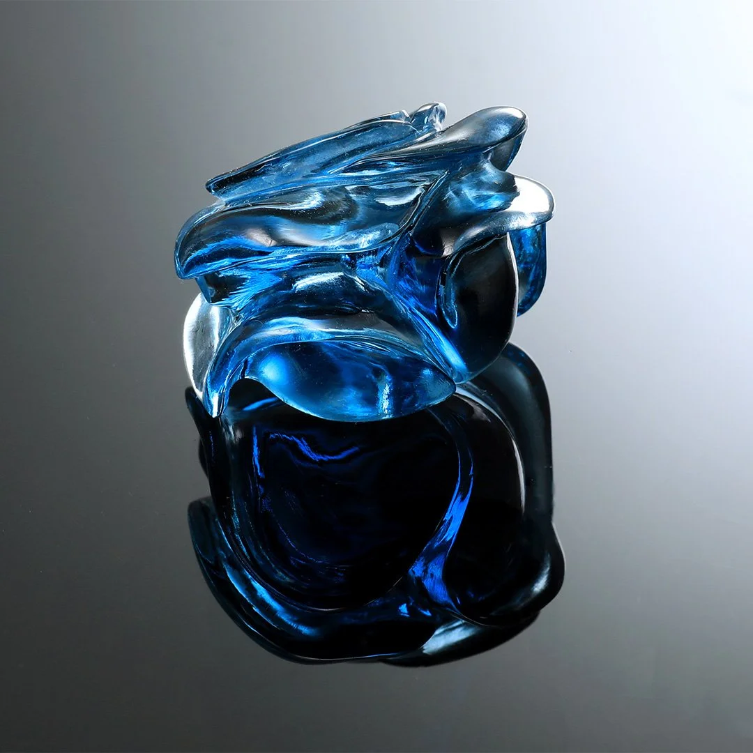 Brazilian London Blue Topaz - Blue Jubilee Rose Carving - 20.47ct
