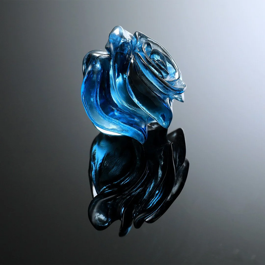 Brazilian London Blue Topaz - Blue Jubilee Rose Carving - 20.47ct