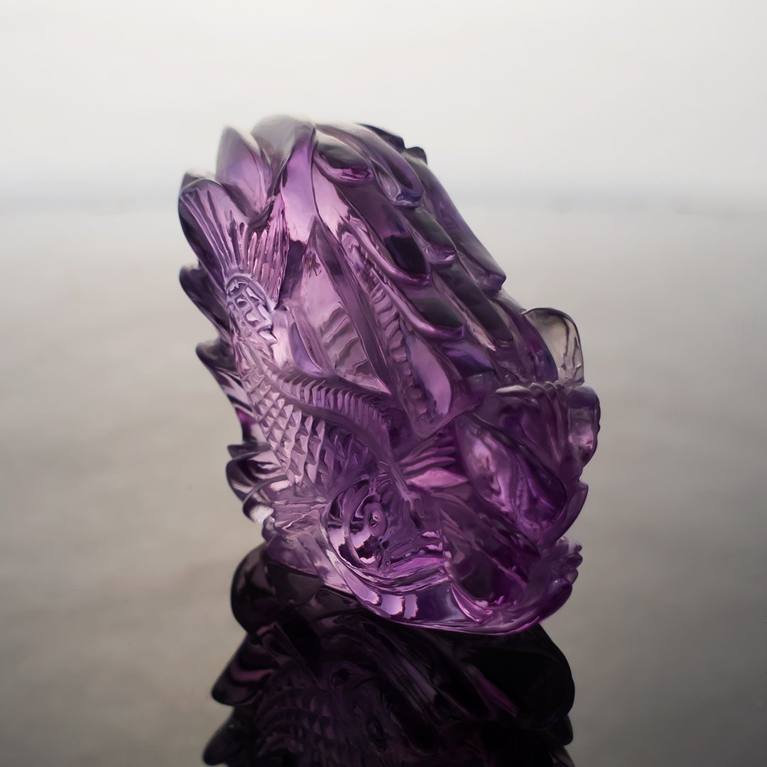 Bespoke Gems - Amethyst - Two Koi - 154.55ct