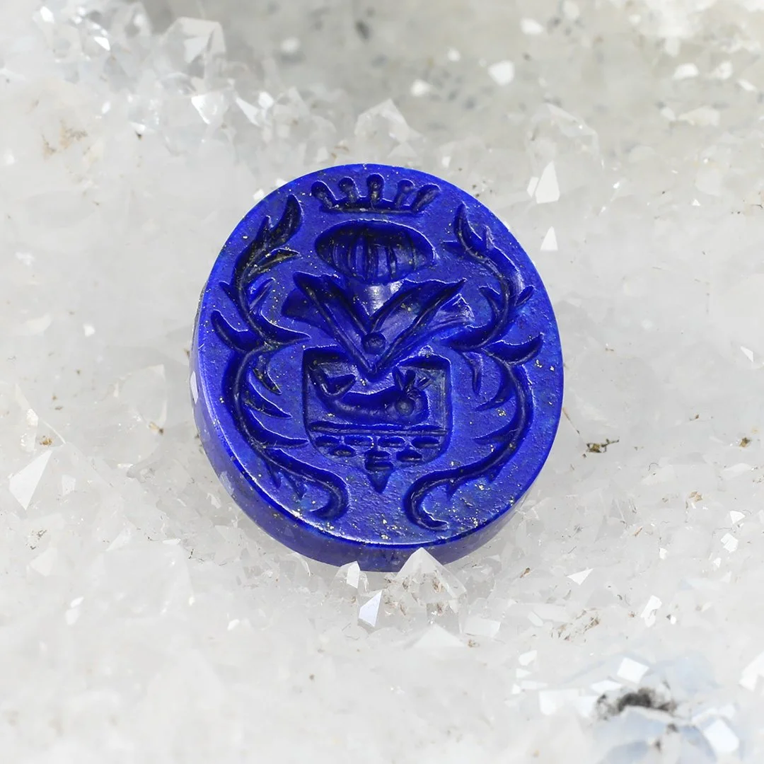 Afghanistan Lapis Lazuli - Whale Crest Intaglio - 6.74ct