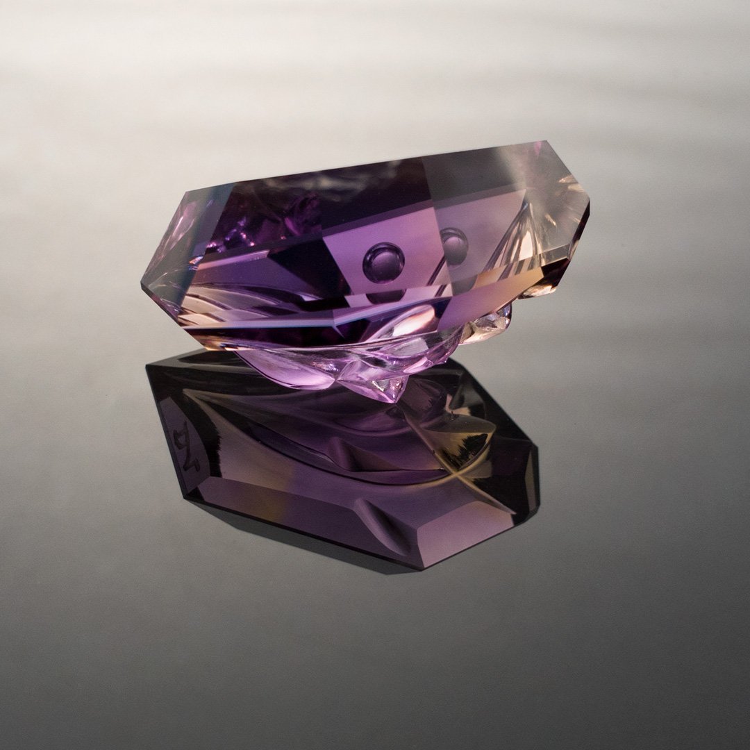 Gem Carving - Ametrine - Moon Over Waves - 62.81ct by Doug Menadue
