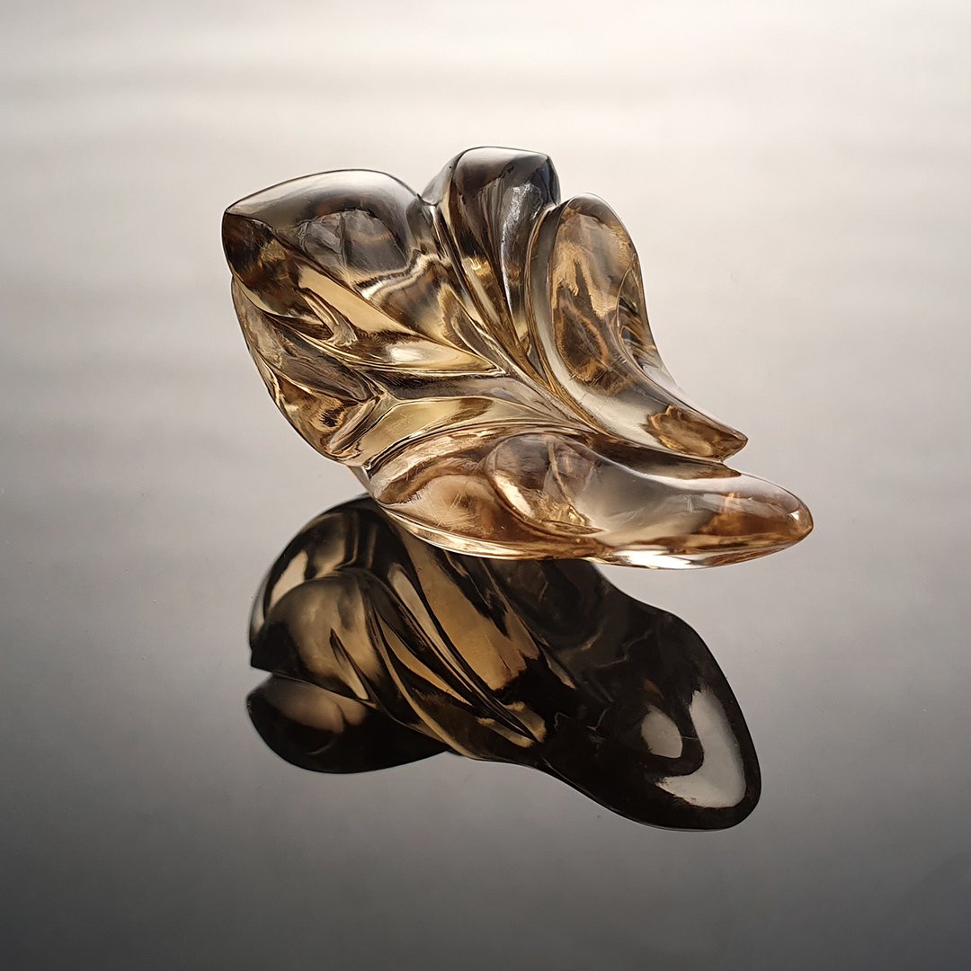 Gem Carving - Smokey Quartz - Curlicue - 55.03ct by Doug Menadue