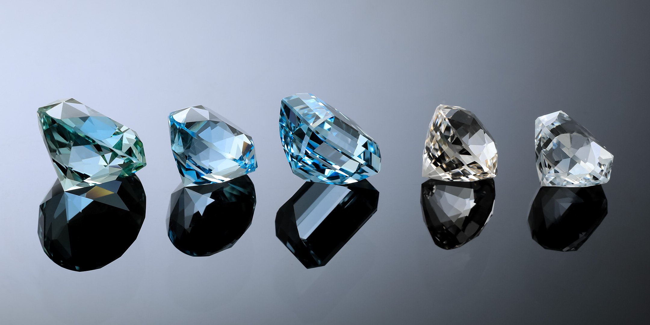 A collection of very fine natural green, blue, champagne and clear topaz from O'Briens Creek, Far North Queensland, Australia