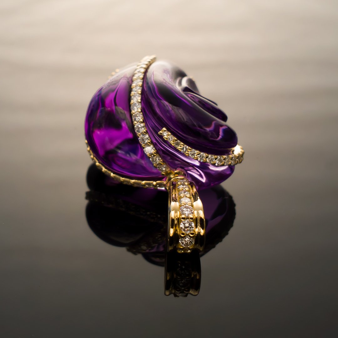 Bespoke Gems - Amethyst with 18K Yellow Gold Pendant by Doug Menadue