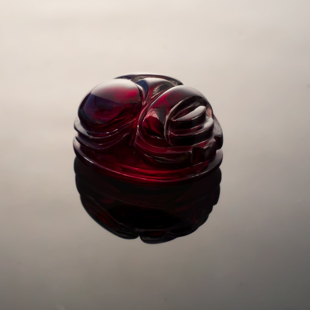 Gem Carving - Rhodolite Garnet - Scarab Beetle - 13ct