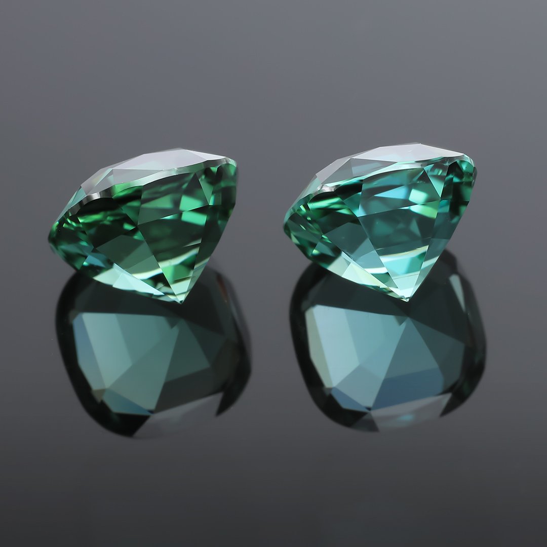 Blue Green Tourmaline - Matched Pair Cushion Cuts - 4.10ct