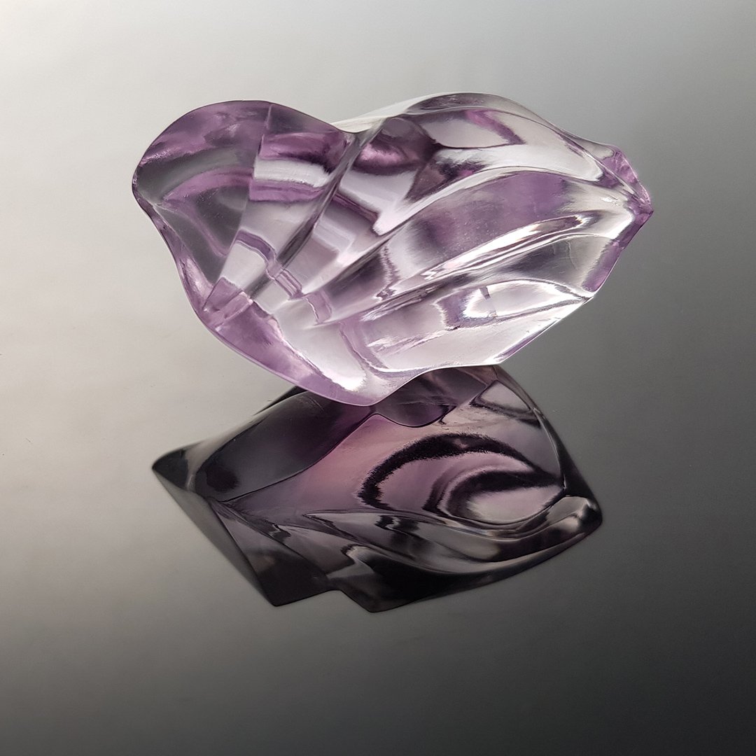 Gem Carving - Rose de France Amethyst - Curlicue - 111.35ct by Doug Menadue
