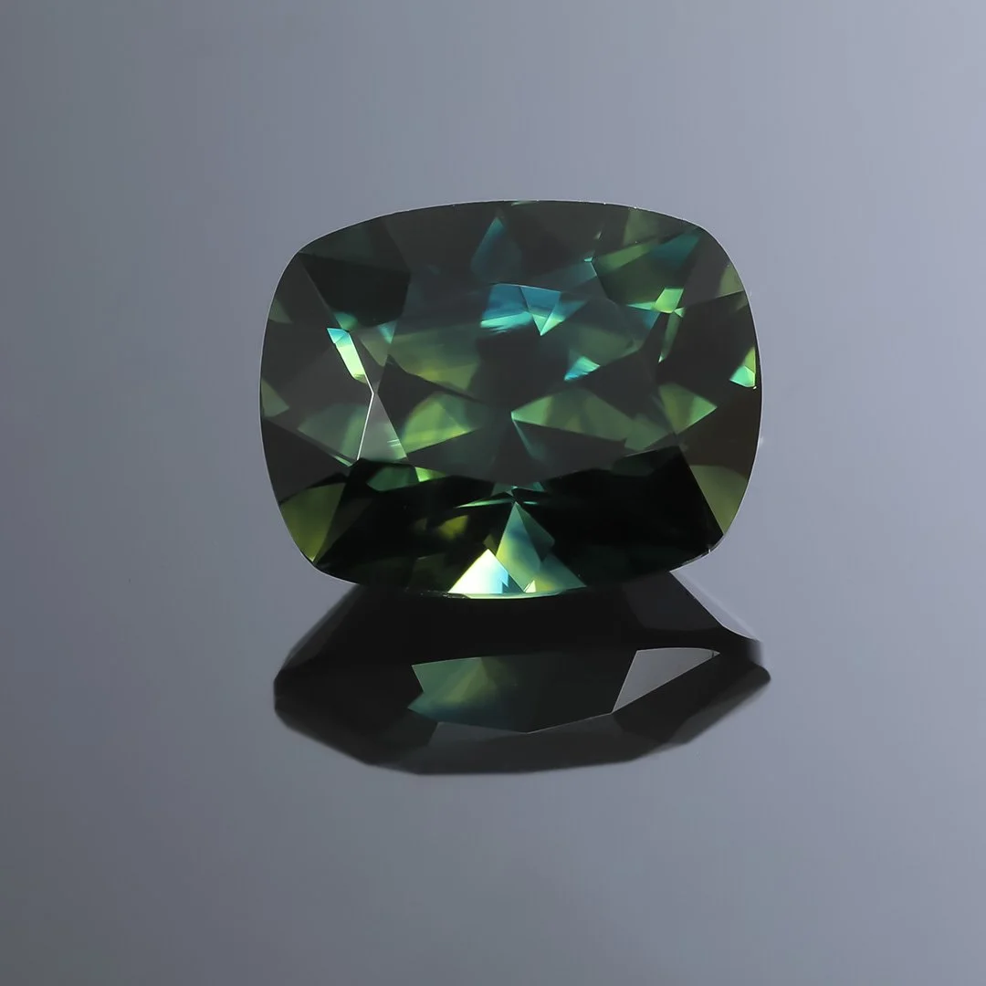 Australian Blue Green Parti Sapphire - Signature Cushion - 2.56ct