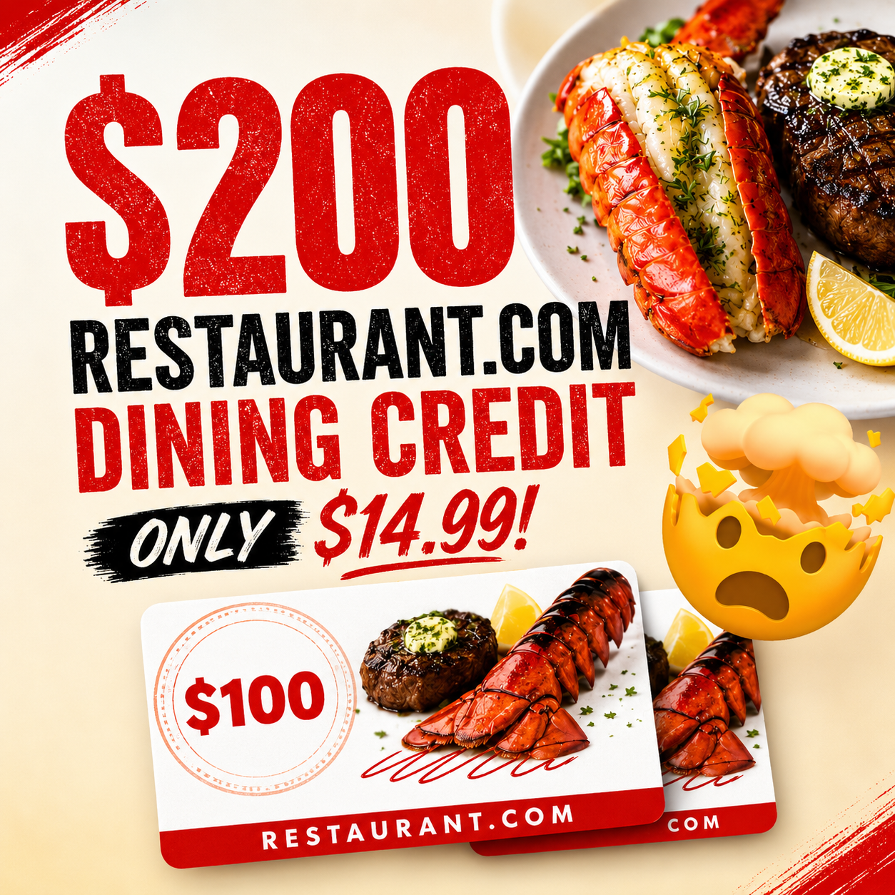 $200 Dining Credit $14.99