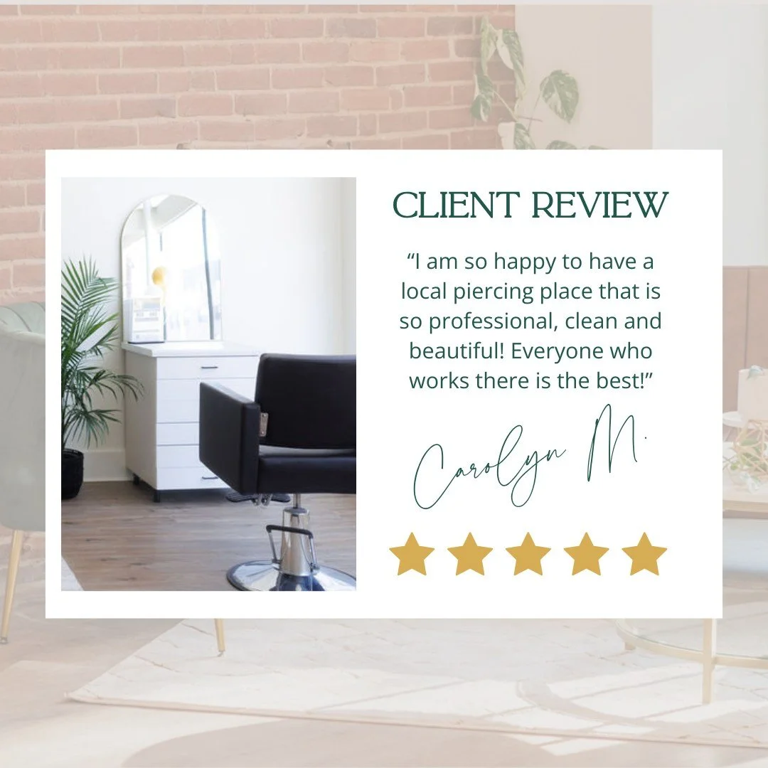We 𝘭𝘰𝘷𝘦 creating a space where you feel relaxed, cared for, and welcomed &mdash; and reviews like this remind us why we do what we do. 🫶✨

⭐️⭐️⭐️⭐️⭐️
&ldquo;I am so happy to have a local piercing place that is so professional, clean and beautifu