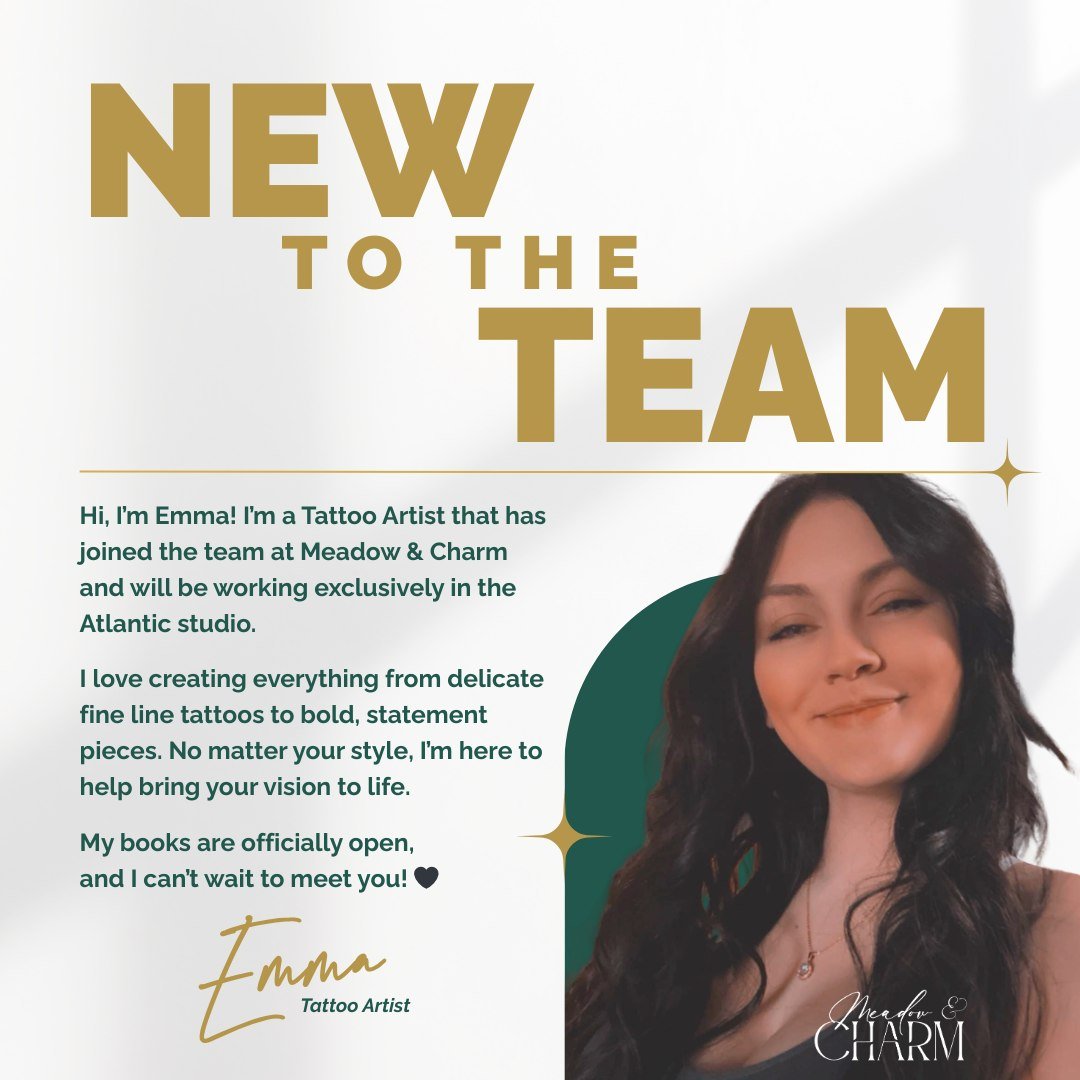✨ 𝐌𝐞𝐞𝐭 𝐄𝐦𝐦𝐚✨

We&rsquo;re so excited to officially welcome 𝐄𝐦𝐦𝐚 to the Meadow &amp; Charm team! She&rsquo;ll be working exclusively in our 𝐀𝐭𝐥𝐚𝐧𝐭𝐢𝐜 𝐬𝐭𝐮𝐝𝐢𝐨 and is now booking appointments.

With years of experience, Emma crea