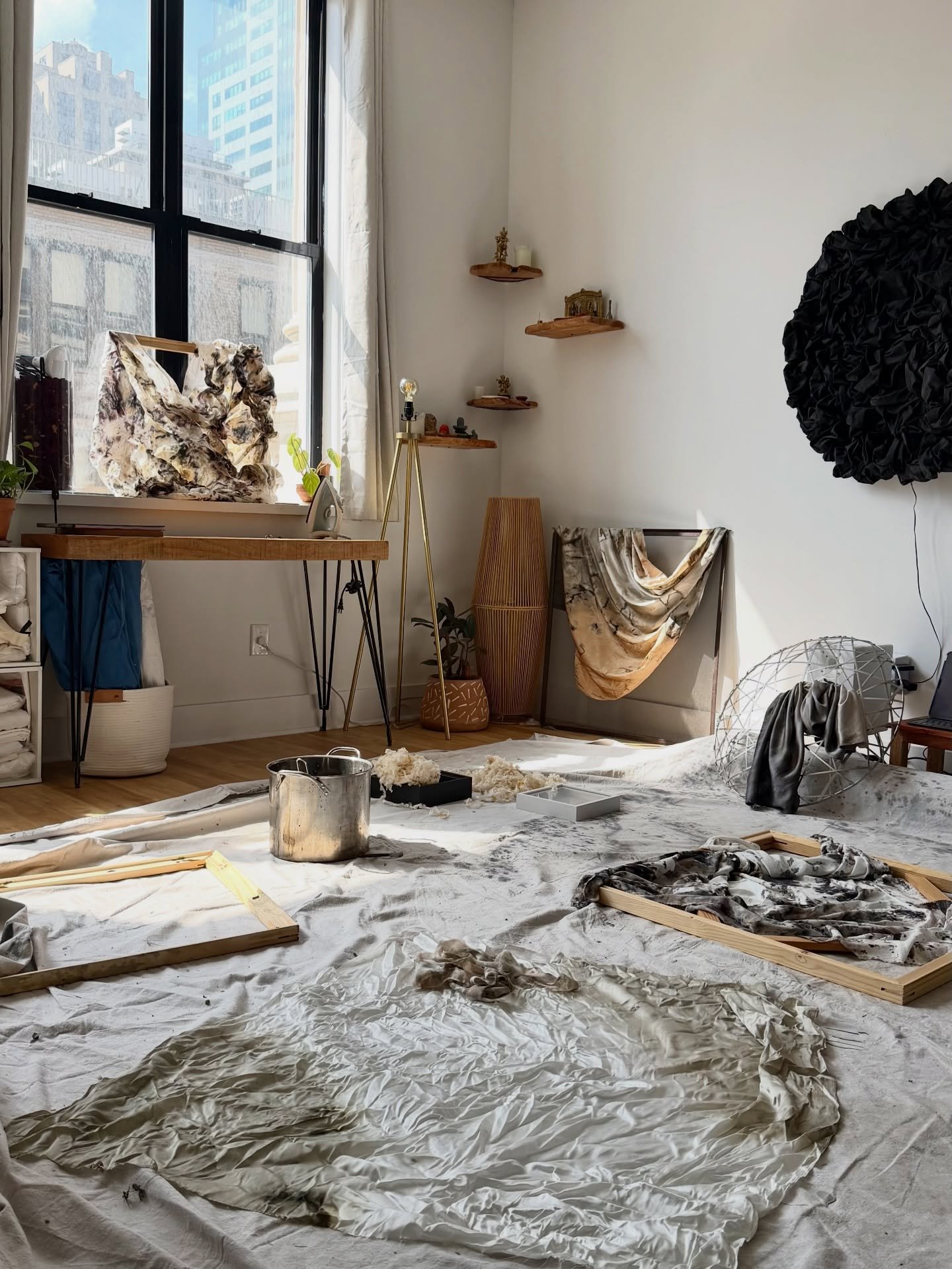 Acclimating to a new studio space takes time but we have been doing pretty good. 
Especially since my partner took the time to help me bring to life the vision of this &ldquo;art studio from home&rdquo; set up, with what we have and basically allowin