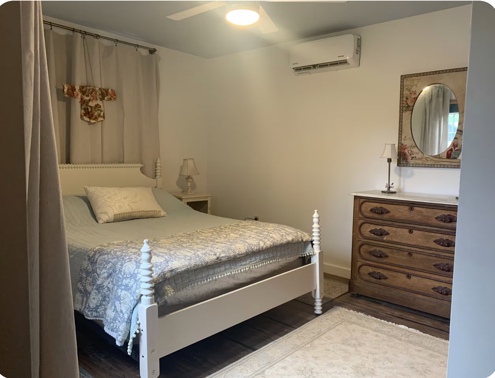French Country Cottage with Hot Tub: Queen Bedroom, Shared Bath