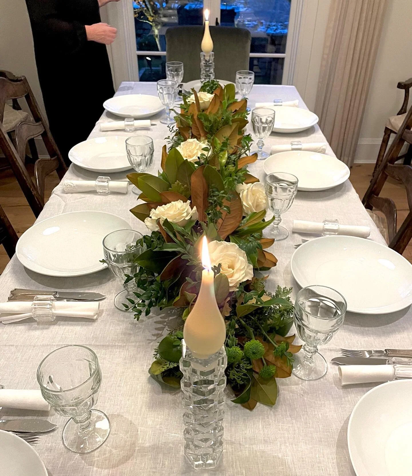 Magnolia leaf garland designed for a private event. An alternative option as a centrepiece.