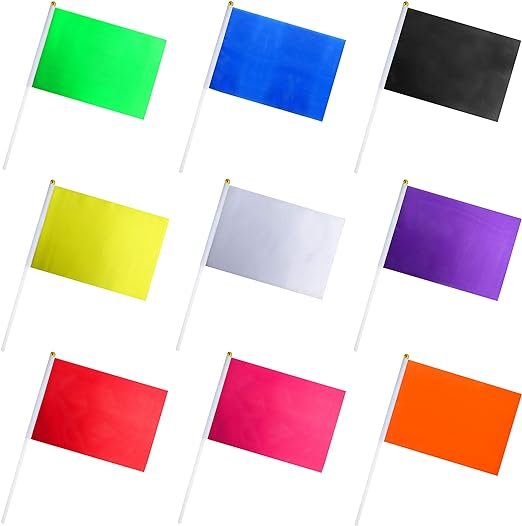Picture of small play flags in multiple bright colors