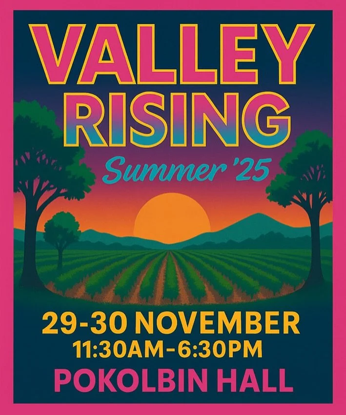 PSA: Valley Rising on November 29th - 30th. Come and taste the drops of the Hunter Valley&rsquo;s newest and smallest producers at this brand new festival. @valley_rising 

One weekend only at Pokolbin Hall, we will all be slinging our craft for the 