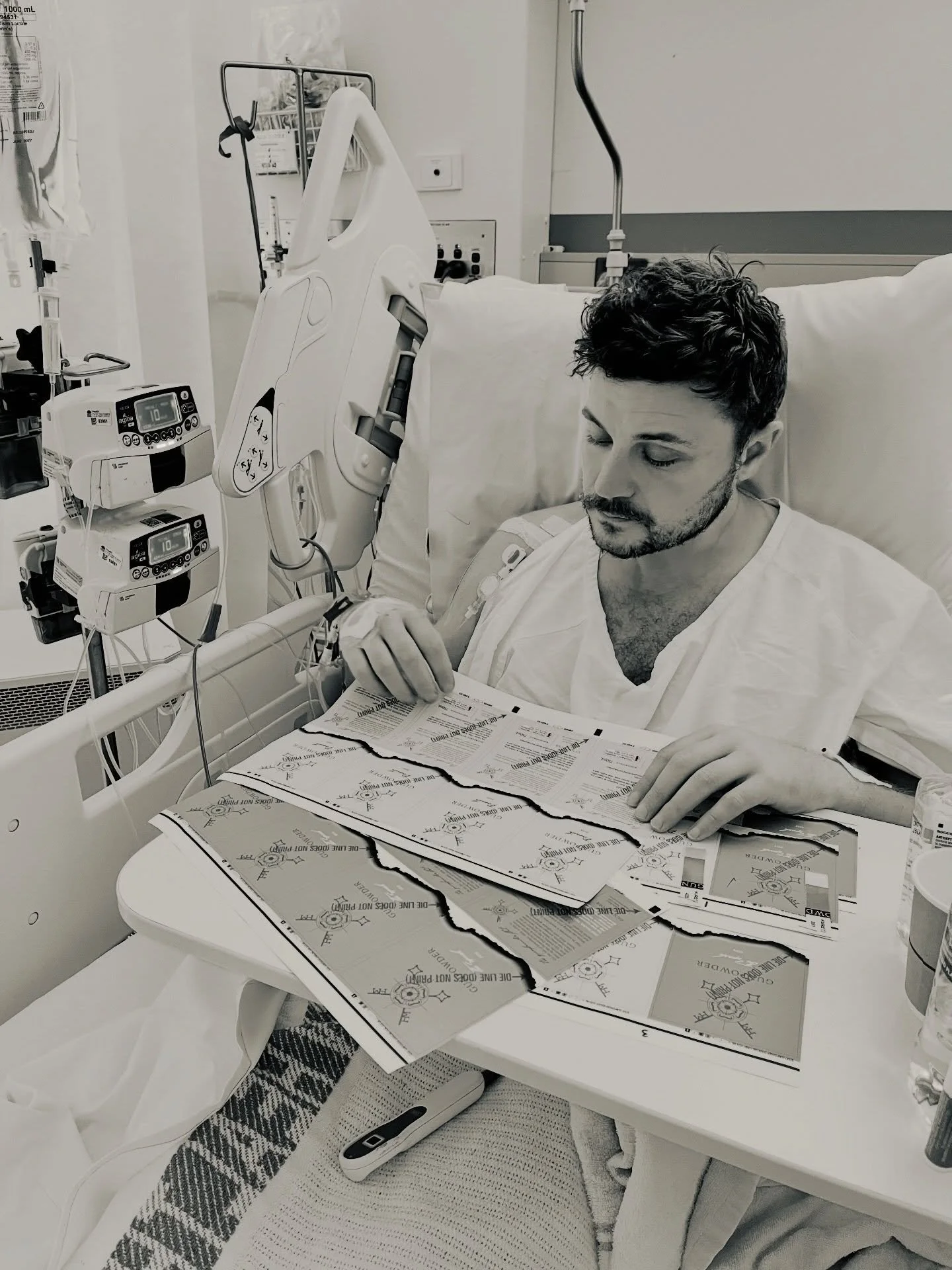 Been a tough week at Gunpowder Wines, but collapsed lungs 🫁 don&rsquo;t stop the work on our new labels! Black and white photo to protect the new label colour surprise, not my pale colour! Excited about these!!! #nswwine #huntervalleywine #gunpowder