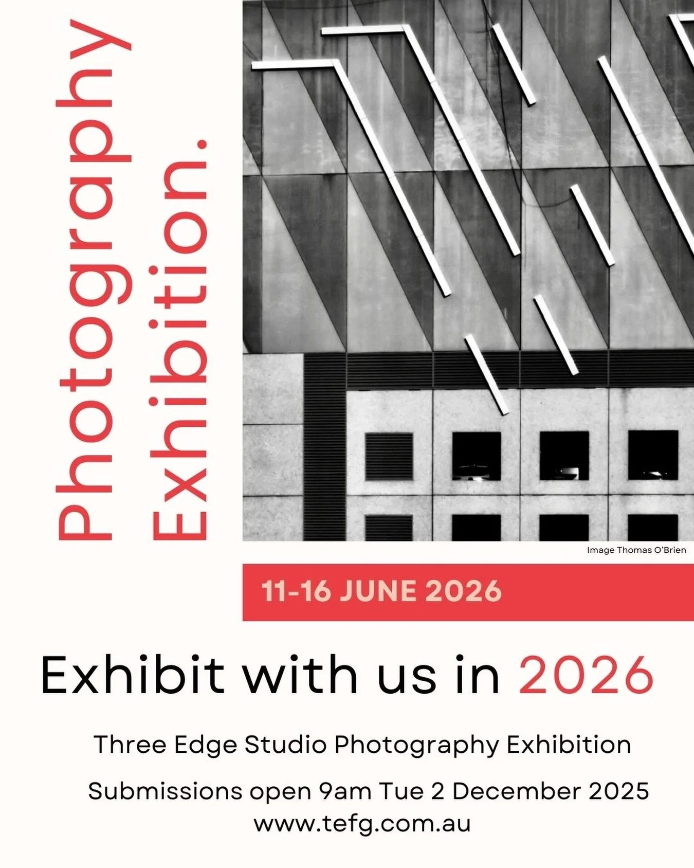 Open Call | Three Edge Studio&rsquo;s much-loved photography exhibition returns for one event only in 2026! If you&rsquo;ve been looking for an opportunity to show your work in a Sydney gallery as part of a group show, come along and join us. 

Now i