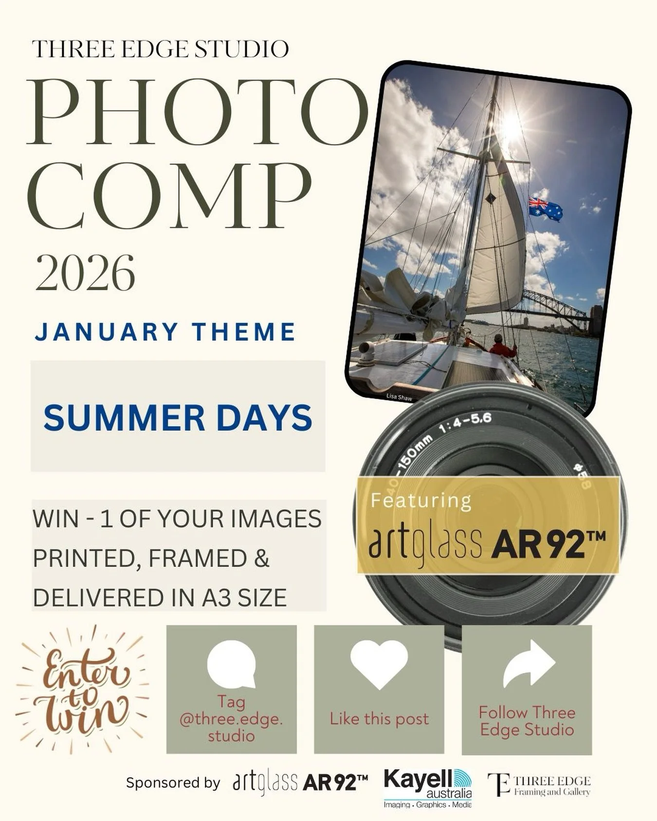 Welcome to 2026!! Three Edge is excited to announce our monthly photography competition is now open, and the January 2026 theme is &ldquo;Summer Days&rdquo;. 

We would love to see the moments that define Summer Days for you - golden afternoon light,