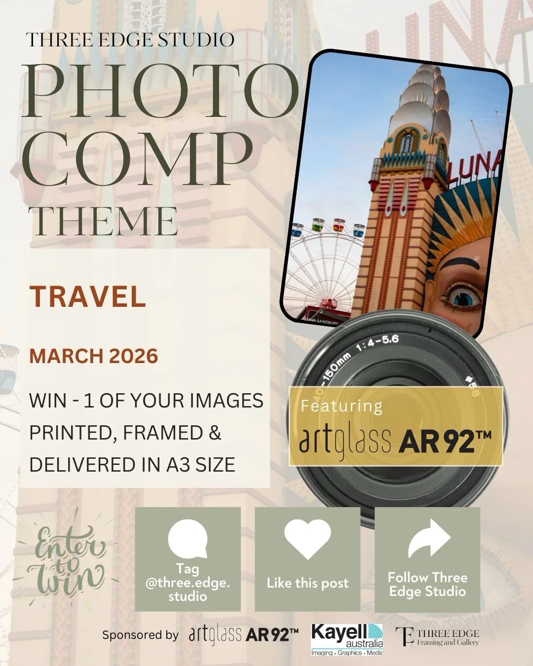 Three Edge is excited to announce our monthly photography competition is now open, and the March 2026 theme is &ldquo;Travel&rdquo;.

Look beyond the postcard and share with us images that tell a story of a place or fresh angles of predictable views.
