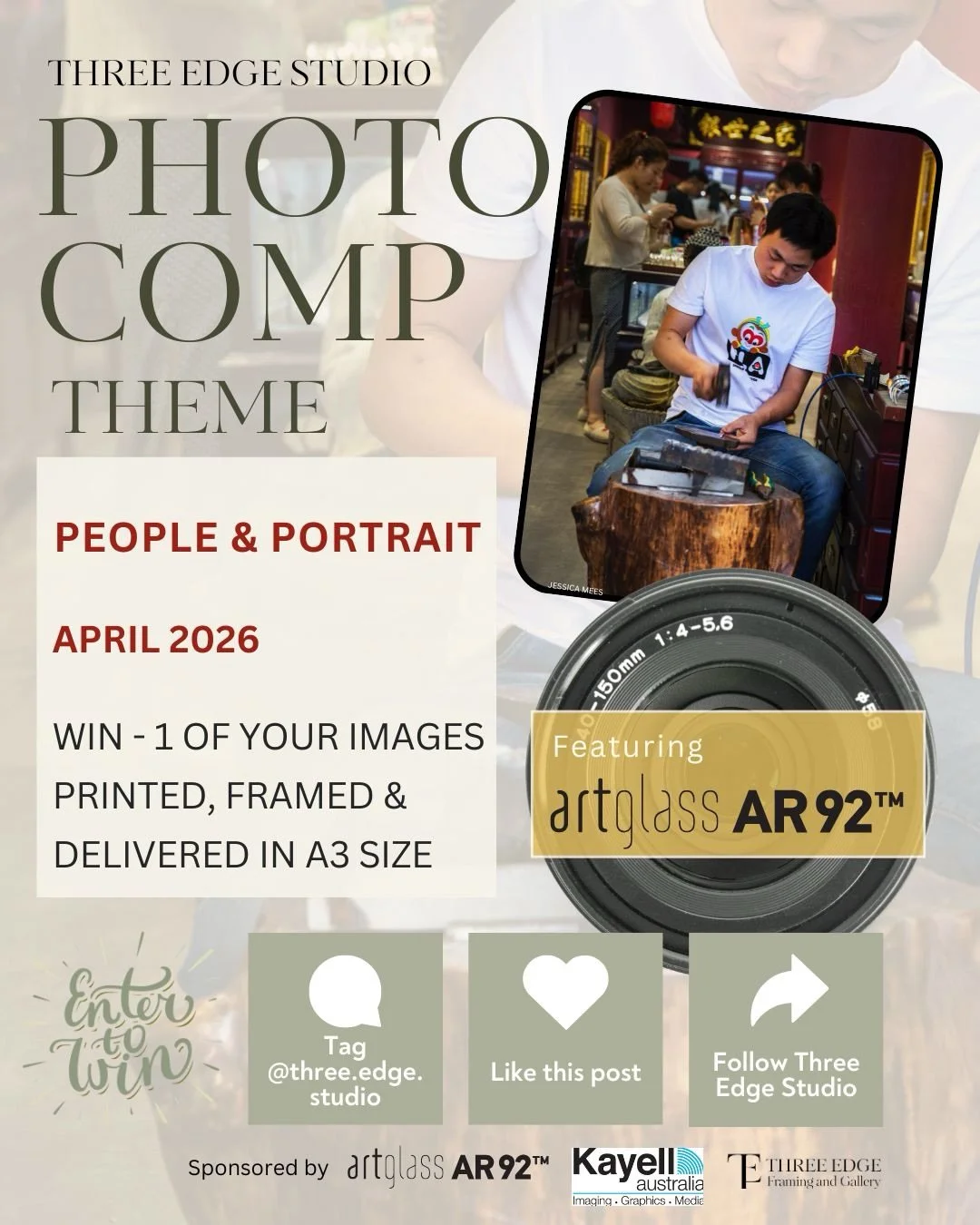 Three Edge is excited to announce our monthly photography competition is now open, and the April 2026 theme is &ldquo;People &amp; Portraits&rdquo;. Have fun with the theme and tag us ON your image so we can find you.

Showcase your photography on In